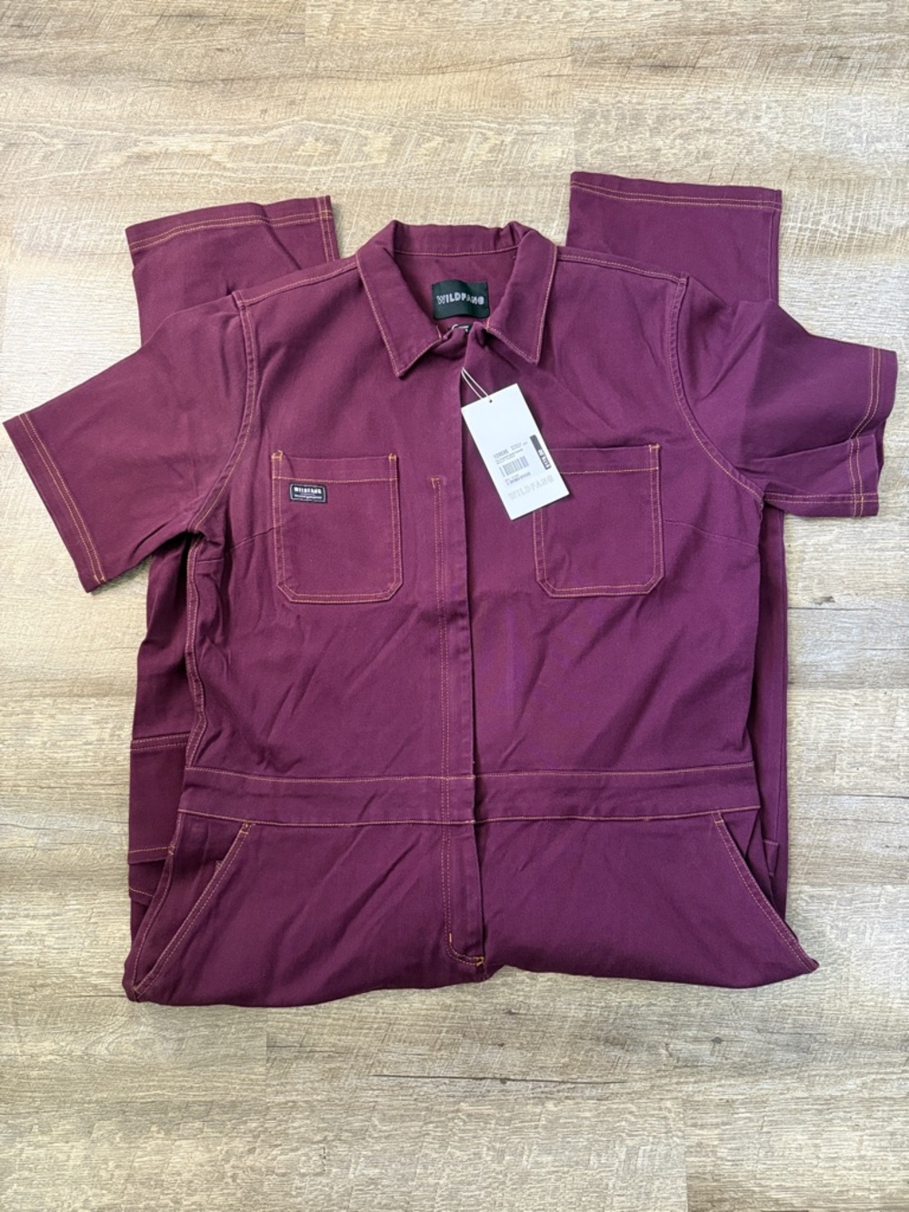 NWT WildFang The Essential Denim Coverall in Merlot Size XL